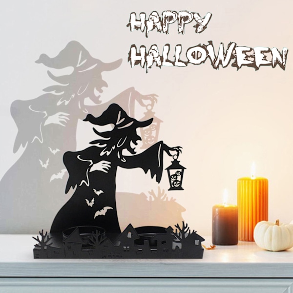 Halloween-lykta med häxa, ljusstake, dekoration, skräck, järn, skrivbordsdekoration, hantverk