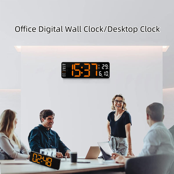 CDQ Stor display digital klocka med tid, datum och temperaturvecka