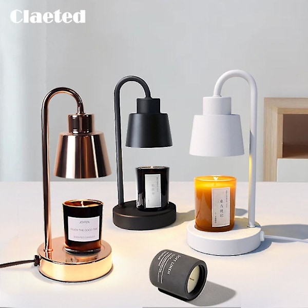 Elektrisk Lyssmeltebordlampe Retro Lysopvarmningslampe Sikker Lyssmeltevarmer Lysdæmperkontakt til Soveværelsesdekoration (Sort, EU-stik)