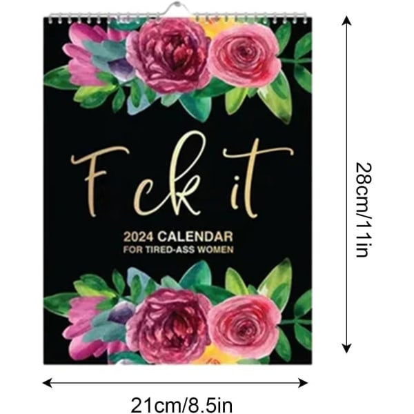 2024 kalender för trötta kvinnor | -Fu-ck It Kalender |  2024 Väggkalender för trötta | Funny Swear Word Planner Månatlig Ca 1 Set