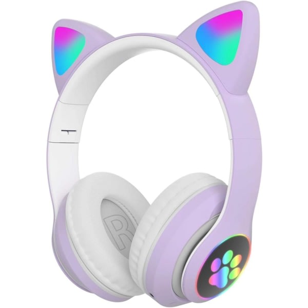 Gaming Headset Mode Bluetooth Barn Vuxen Kattöron LED Light Up Trådlöst Gaming Headset
