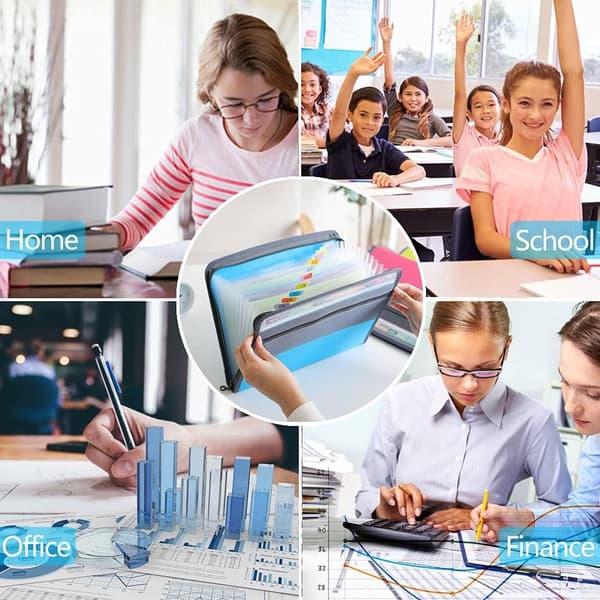 Prosjektmappe - A4 - Samlemappe med faner - 13 rom - Oppbevaringsmappe/Sorteringsmappe - Fagmapper ...