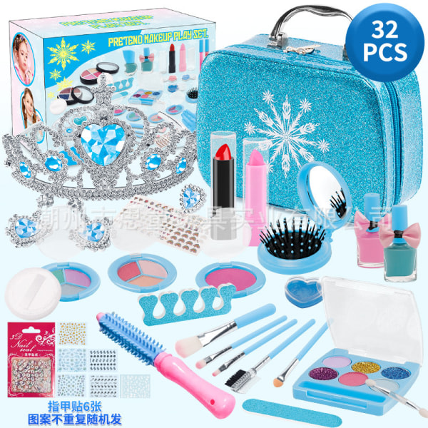 børn makeup legetøj piger SDLOGAL 25 stk etui, blå makeup sæt Bedste gave til pige - Perfekt