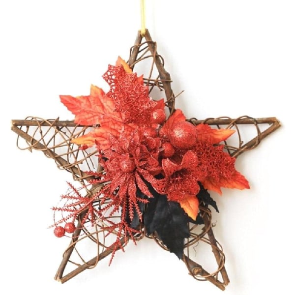 CDQ Halloween butik dekorasjon hänge konstgjord krans i trä (B, stil) farge 4