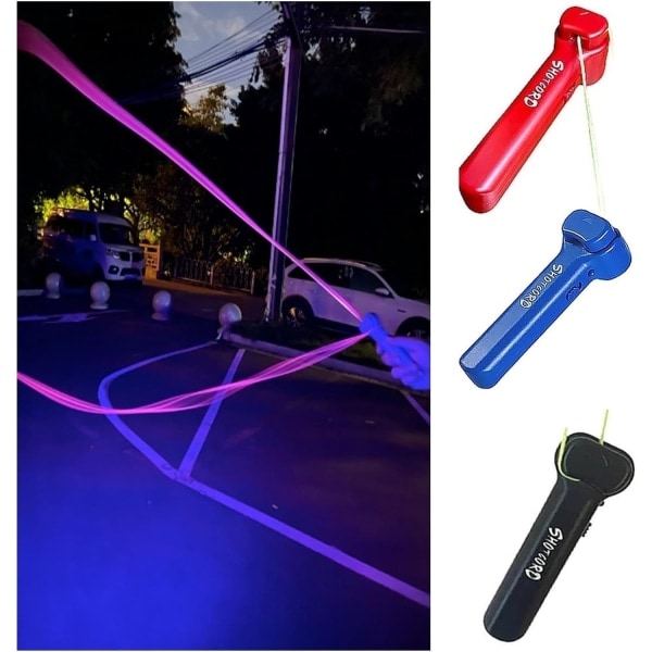 String Shooter USB Glødende i Mørket Lasso Legetøj, Indbygget UV Blacklight, Sikker Sjov Udvalgt String Rope Launcher Loop Fidget Blå Blå