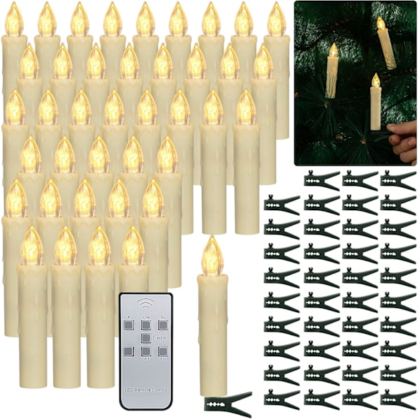 40 stk LED-julekuler, Batteridrevne Flimmerlys med Fjernkontroll for Dekorering 40 stycken 40 stycken