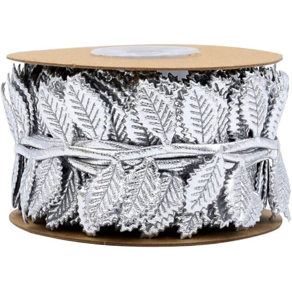 CDQ 10M lövbladsband Trimrep för garland gör-det-själv-hantverk och festbröllopshemdekorationer (silver)