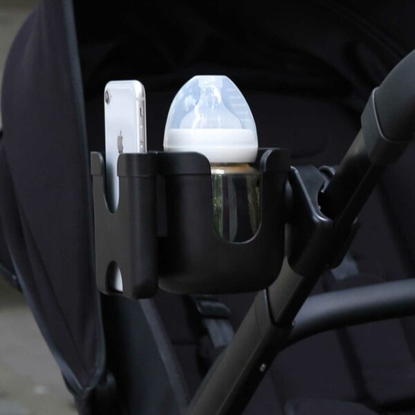 Barnevognsholder til Mobil og Flaske - Mobilholder Flaskeholder Barnevogn sort black