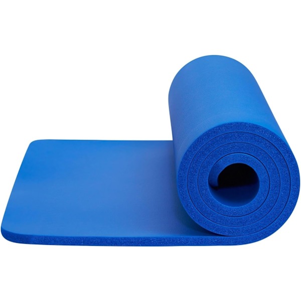 Yogamatta | Multifunktionell extra tjock skumträningsmatta | Stretching, styrketräning och terapi – Pilates, gymutrustning Blue