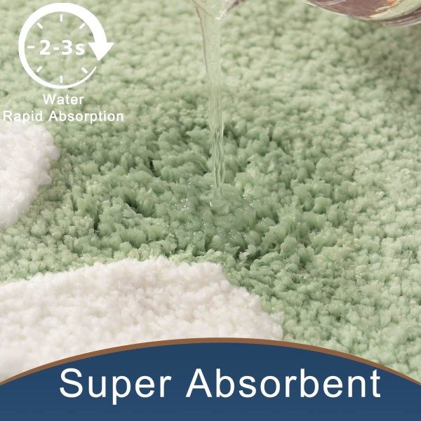 Salviegrøn bademåtte Daisy Sød bademåtte Dekorativ hvid blomstermåtte Skridsikker brusebad Mikrofiber bademåtte Superabsorberende 16\" x 24\"