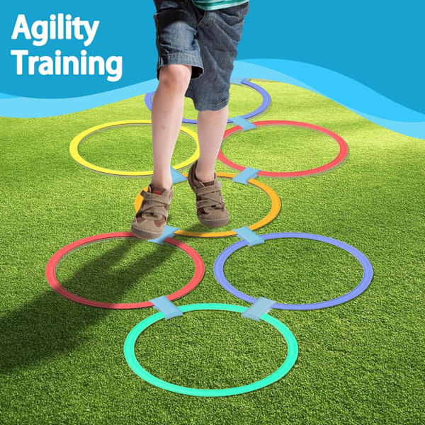 10 st/set Sensorisk Tränings Agility Ringar, Färgglada Plast Multiplayer Interaktivt Roligt Spelset, Kasta & Hoppa Spelslingor, Utomhus Trädgård