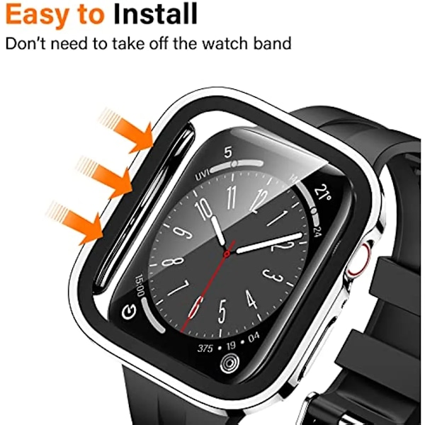 Vandtæt etui til Apple Watch 7 8 9 45 mm 41 mm skærmbeskytter Glas+ cover Bumper Hærdet glas iWatch 5 SE 6 44 mm 40 mm Tilbehør Sort Black Black Series 4 5 6 SE 44mm