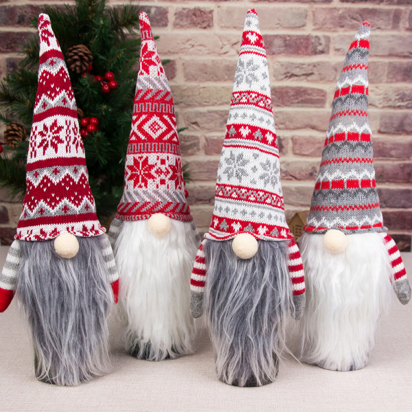 1-delad jul-europeisk og amerikansk stickad ull Ansiktslös hattöverdrag for eldre skäggiga (stil 2)