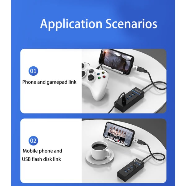 4-portars USB 3.0-adapter för stationär bärbar dator USB-hubb szq