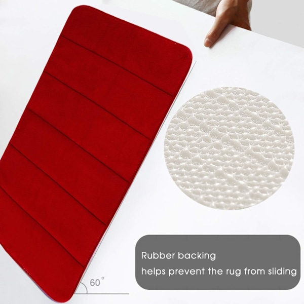 Badeværelsesmåtte i memory foam, skridsikker, absorberende, superhyggelig, fløjlsblød, supervandabsorberende, tyk, vinrød Vinrød Wine Red Wine Red 20 X 32 inches