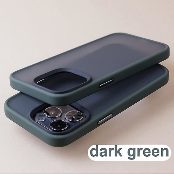 Matta läpinäkyvä Iphone case med stötsäker rustning och metallknappar tummanvihreä iphone 11pro max