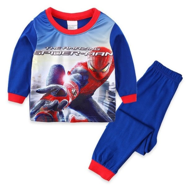 2 st sett Spider-Man Pyjamas Barn Super Soft T-skjorte Byxor D 120CM