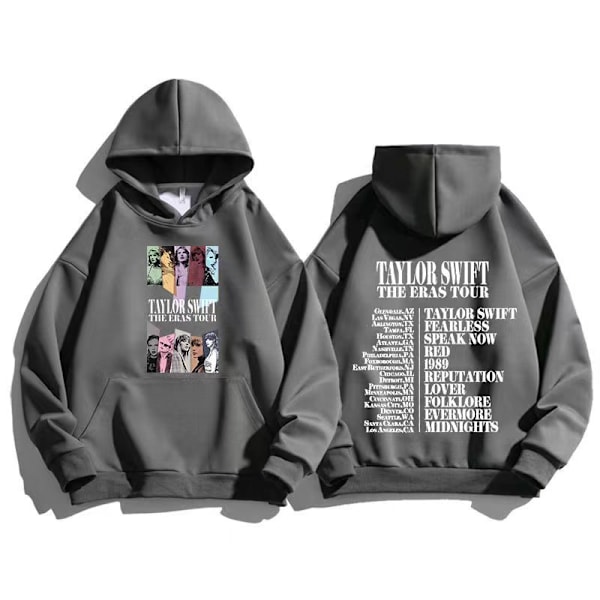 Herre & Dame Taylor The Eras Tour Efterår/Vinter Taylor Swift Mode Hættetrøje Fan Hoodie grå-hvid gray-white S