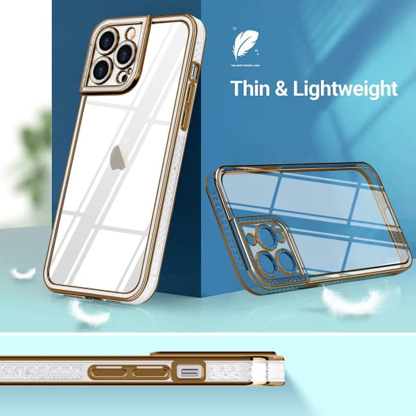 CDQ Cover Kompatibel med iPhone 14 Pro Max Klar Sød, Guld