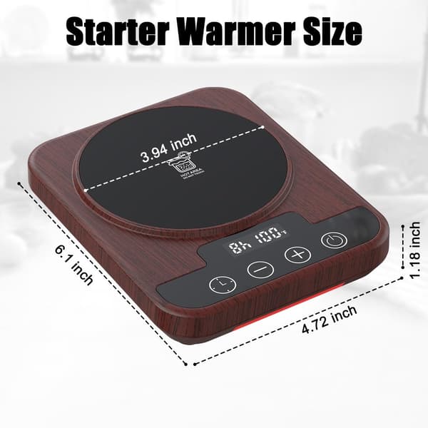 Surdejsstartervarmer med præcis temperaturkontrol og timer til hjemmebagere, varmemåtte til 700-1200 ml glas, brun Red
