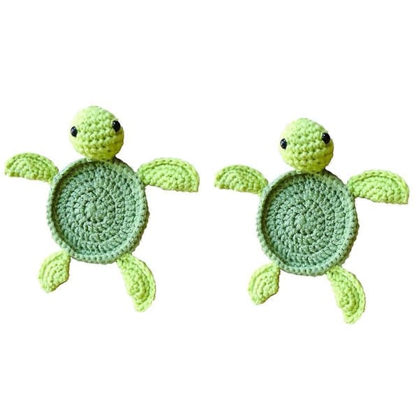 Crochet Turtle Coasters for Drinks, Funny Handmade Knitted Coasters, Cute Drink Coaster Set for Coffee, Table Decoration