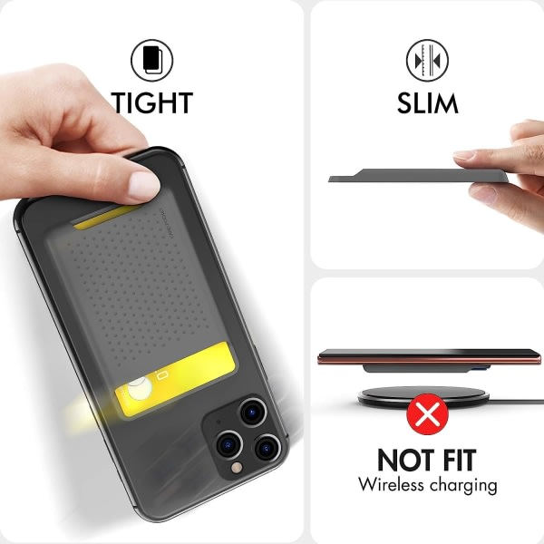 Telefon Kredittkortholder Stick On, Slim Telefonlommebok Sterk Selvklebende Silikonkortveske