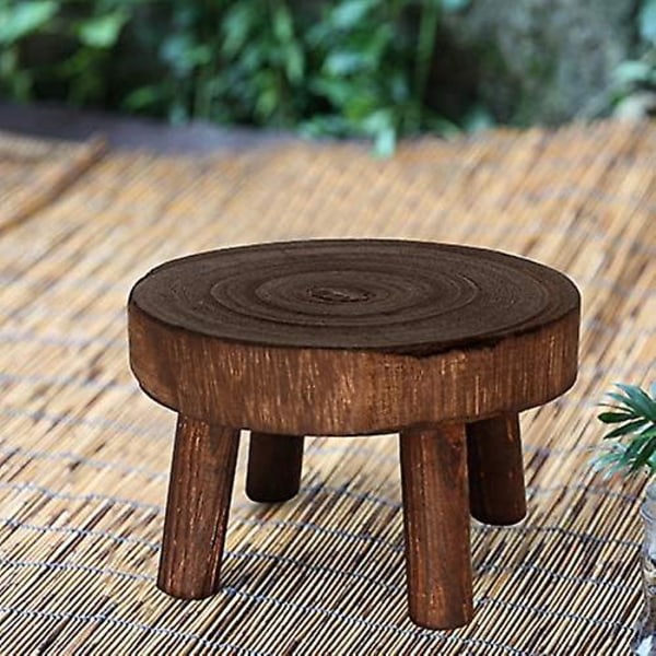 Mini luonnollinen puinen pyöreä jakkara, kukkaruukun pidike, puutarhajakkara, - 3,5\" pitkä ruskea