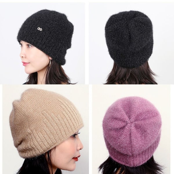 Fleece Varm Stickad Mössa Stickad Beanie HARMAA grey