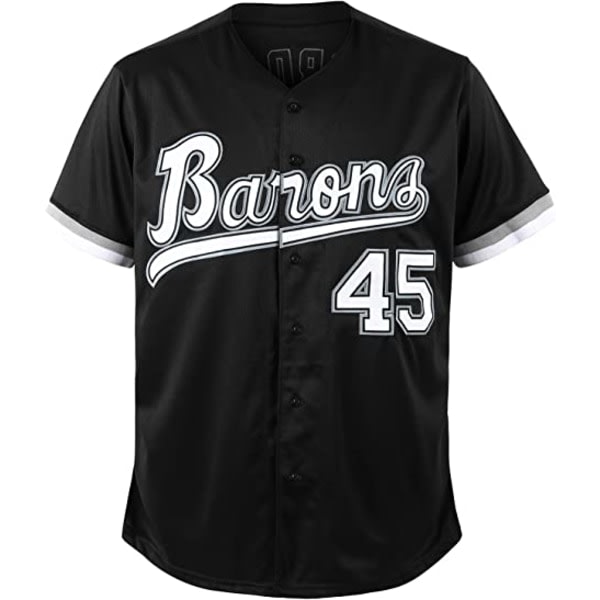 90-talets herr- och damkläder, Baron #45 Unisex Hip Hop-kläder, basebolltröjor för fest Baseballpresenter svart—XXL zdq