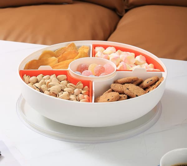 Reusable Snack Container with Portion Control Snack Tray, Non-Slip Silicone Bottom and Handle for Easy Transport