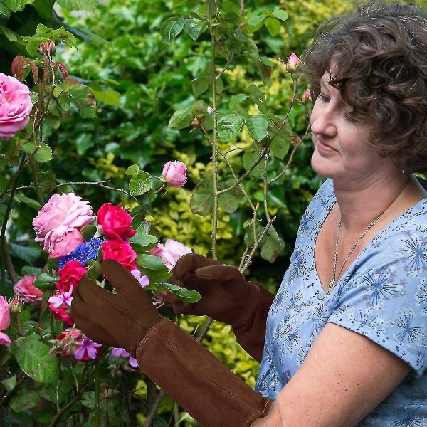 Trädgårdshandskar För Kvinnor Män Getskinn Läder, Långärmade Rose Handskar Work Cactus For Cuff Rose Weding Thorn zdq