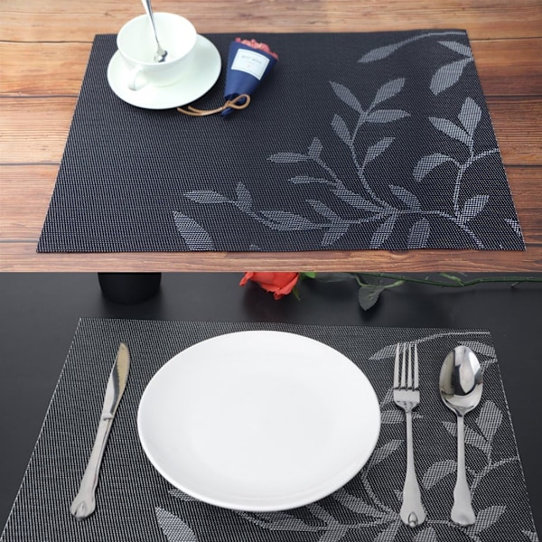 Tabletti-setti, 6 kpl, pestävät lämmöneristetyt liukumattomat kudotut vinyylitabletit keittiöön ja ruokasaliin