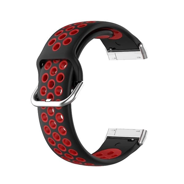 För Fitbit Versa 4 / Sense 2 Kaksivärinen Silikoni Kellonranneke Black Red