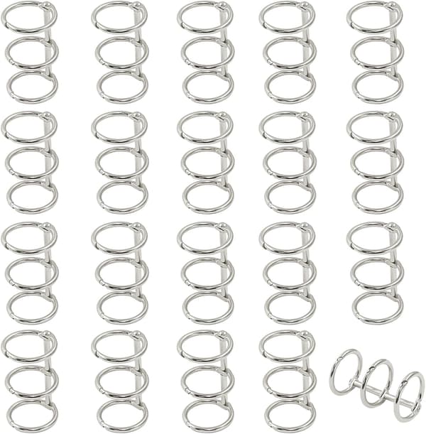 20 stk. metal 3-rings ringbindsringe, snap-split hængslede løsbladsringe til gør-det-selv rejsedagbog, notesbog, fotoalbum, sølv 20 mm