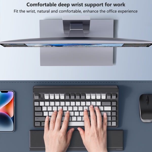 Hagibis ergonomiskt tangentbord handledsstöd i mjukt memory foam, svart, OneSize