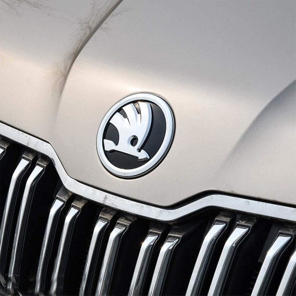 Bakre främre bil bakom tunnus tunnus galler 3d metallik klistermärke för Skoda Auto Body Dekoration Logotyp Styling null none