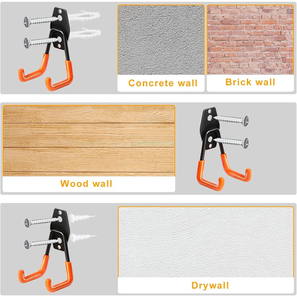 2-pack - Heavy Duty - Wall Mountable - Tool Organizer - Metal Hooks - Universal Hooks - Suitable - Ladders