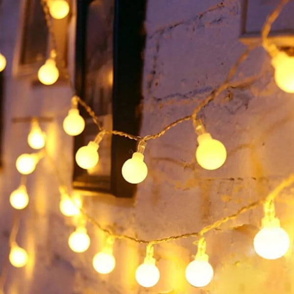 6M 40 LED lyslenke kule lyslenke belysning fest hage dekorasjon lampe festbelysning juledekorasjon (varmhvit)