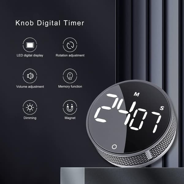Digital Köksklocka LED-Display Visuell Nedräkningstimer Magnetisk Silver För Matlagning_TF_TF Silver