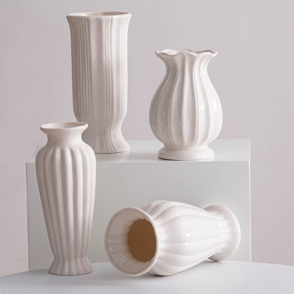 Vase design til blomster håndlavet, hvid 11.5*13*19.5cm