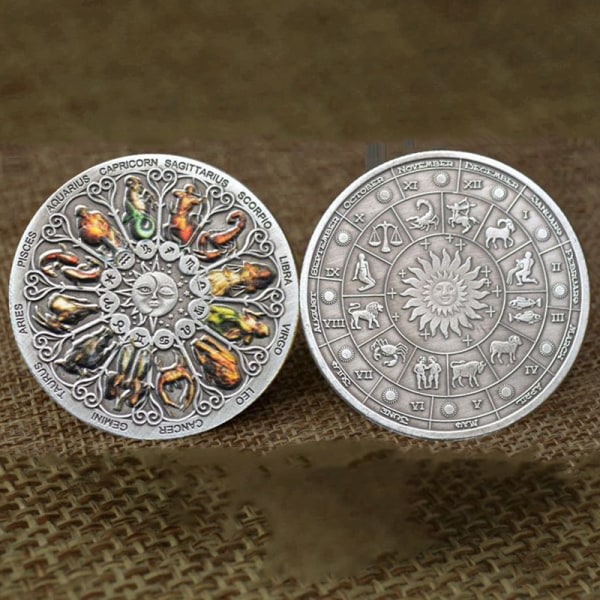 Zodiac Challenge Silver Coin Stjärntecknet Stjärnbild S Färg onesize