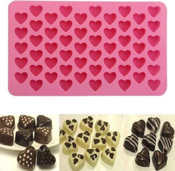 Silikone Mini Hjerter - Lav dine egne is- eller chokoladeforme - 55 Hjerter - Pink - Lav dine egne bageforme - Hjerteform - Hjerteform ...