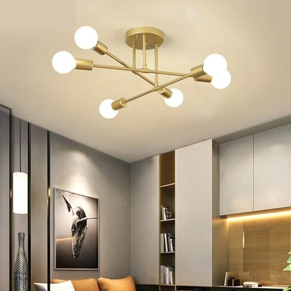 Moderni 5-haarainen LED-kattovalaisin E27-kattokruunu 70 cm olohuone kaikki valkoinen