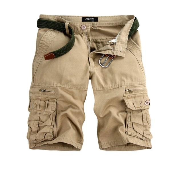 Mode Man Veralls Solida Casual Korta Byxor Khaki 29 zdq