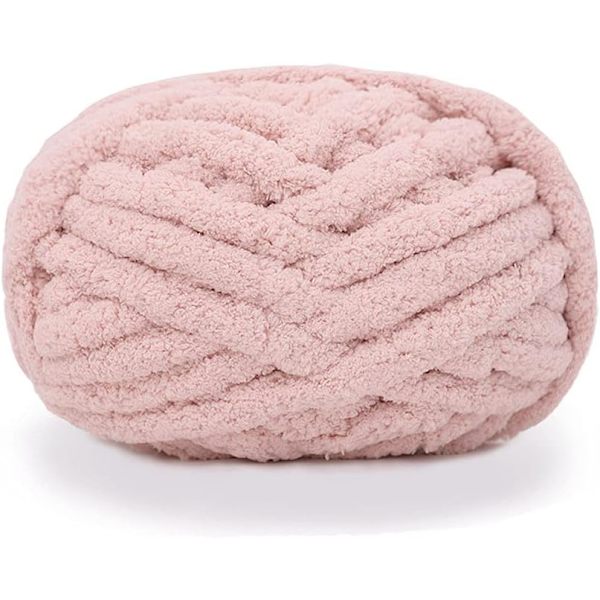Tyk Strikket Chenille Garn til Håndlavede Tæpper, Supersoft Stort Jumbo Tæppegarn Lyserød Light Pink