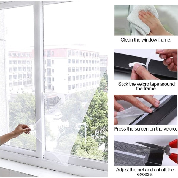 Myggnett for Windows, 3-pakke DIY selvklebende vindusskjerm