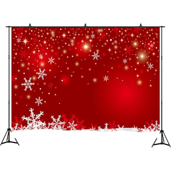 Julbakgrunn for fotografering 7x5ft Vinter Snøfnugg Rød Fotoboks Bakgrunn Familiejuleselskap Festbilder Babys første julebilder