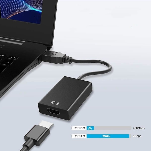 CDQ USB til HDMI-adapter, USB 3.0 / 2.0 til HDMI-adapter 1086P Full HD