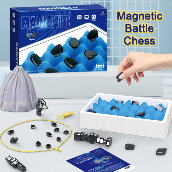 Magnetiskt schackspel för barn i blått rep