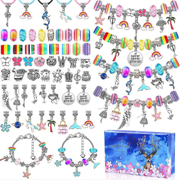 Berlockarmbandstillverkningssats, 112 dele charmpärlorarmband Smycketillverkningssats - (1 sæt, flerfärgad) zdq